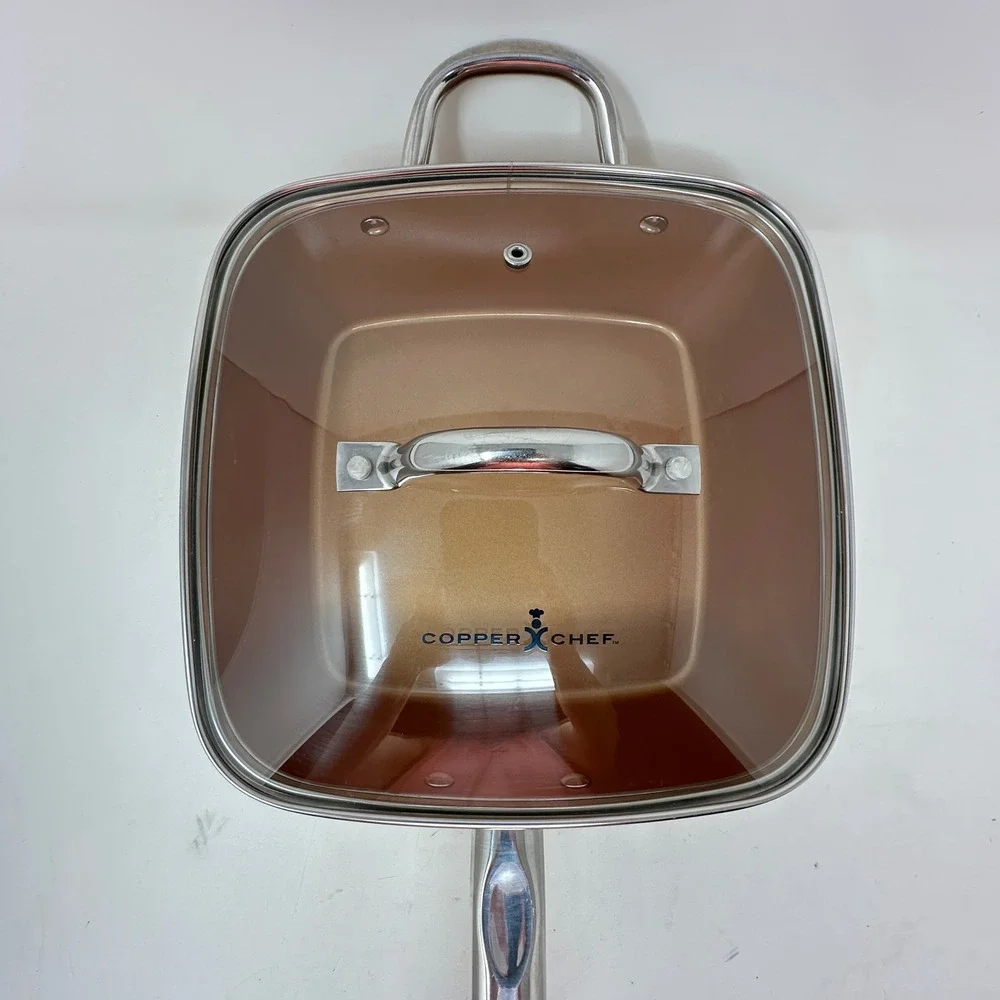 Copper Chef 9.5 Inch Deep Square Pan with Glass Lid Non-Stick Induction Ready